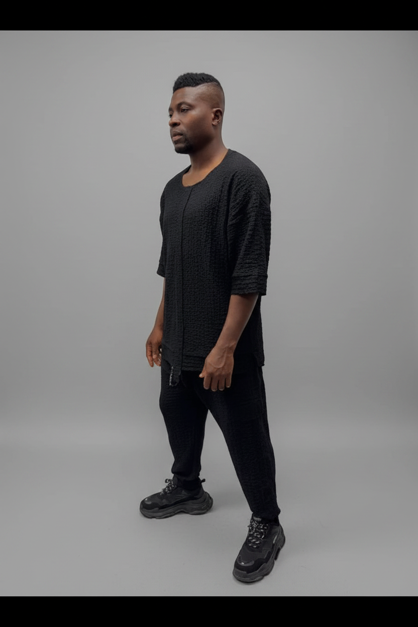 Black Two-Piece Set with Lightweight Trousers