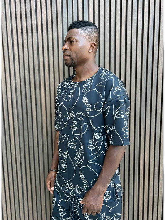Black T-Shirt with Bold Graphic Print
