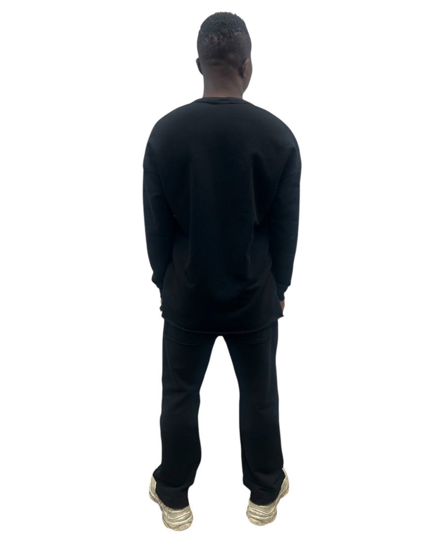 Black Two-Piece Set with Heavy Shell Panels and Stitching