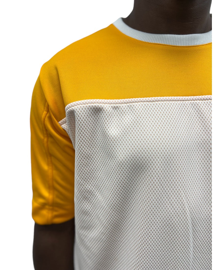 Yellow T-Shirt with White Mesh Design