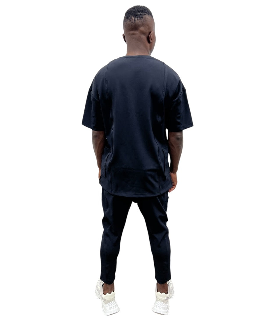 Black Two-Piece Set with Side Graphic