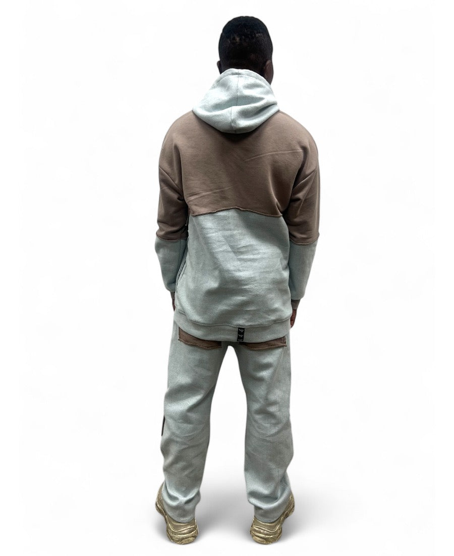 Light Wash Two-Piece Set with Cappuccino Detail