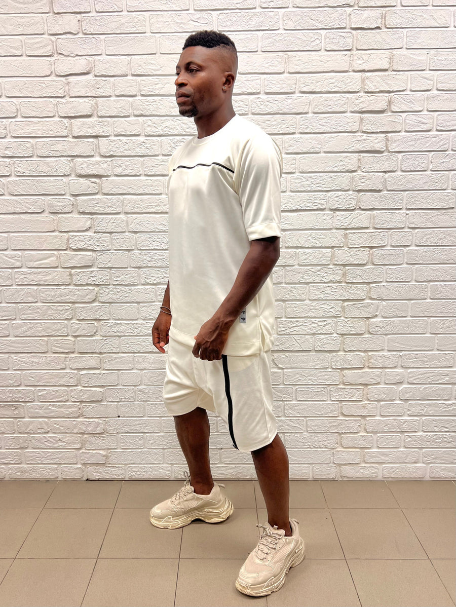 Off-White T-Shirt with Chest Zip