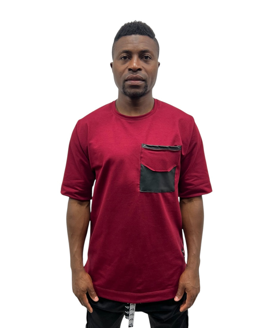 Burgundy T-Shirt with Pocket