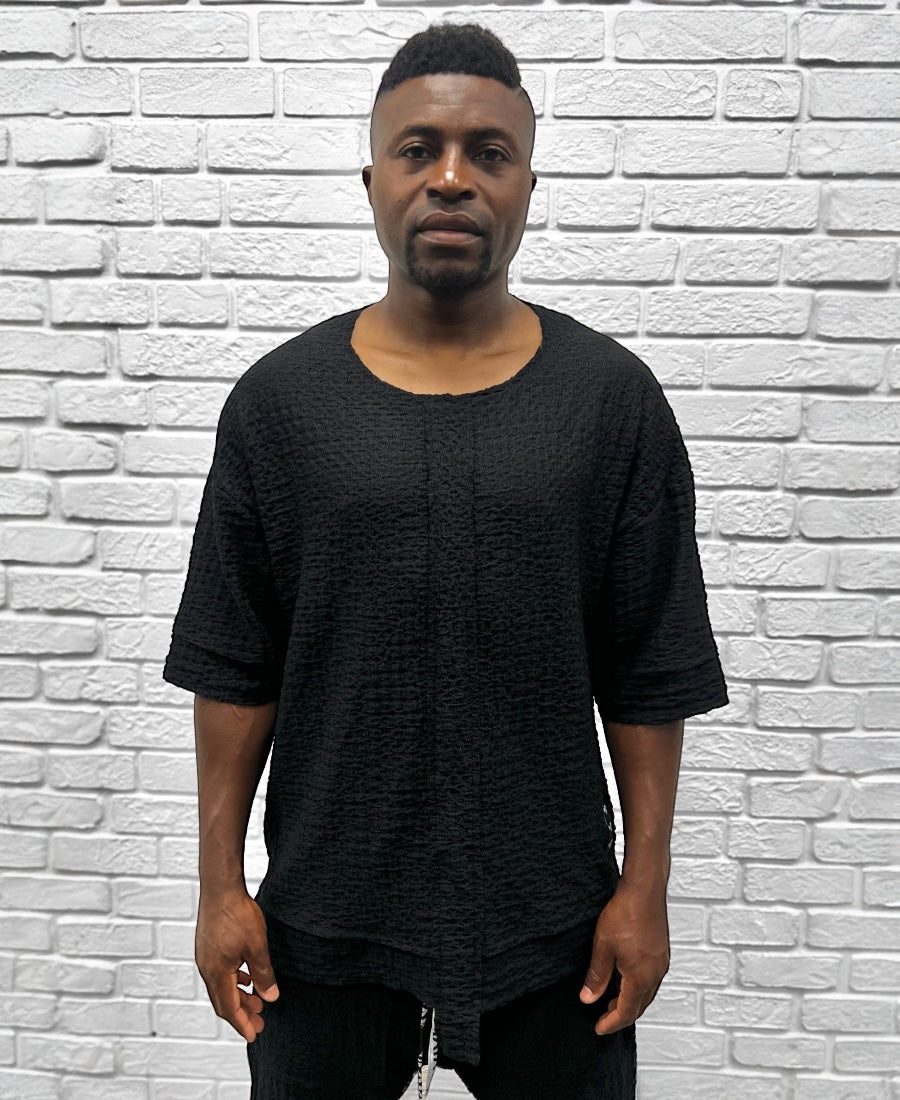 Black T-Shirt in Lightweight Sheer Fabric