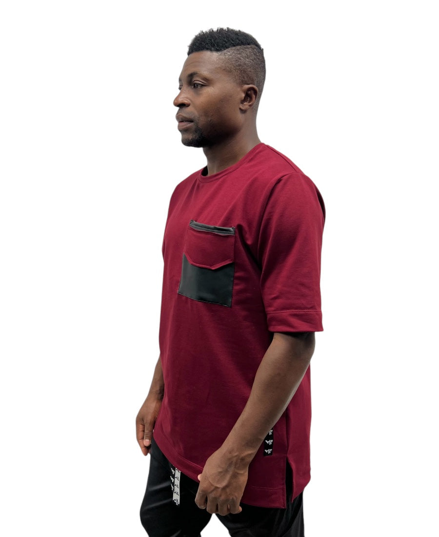 Burgundy T-Shirt with Pocket