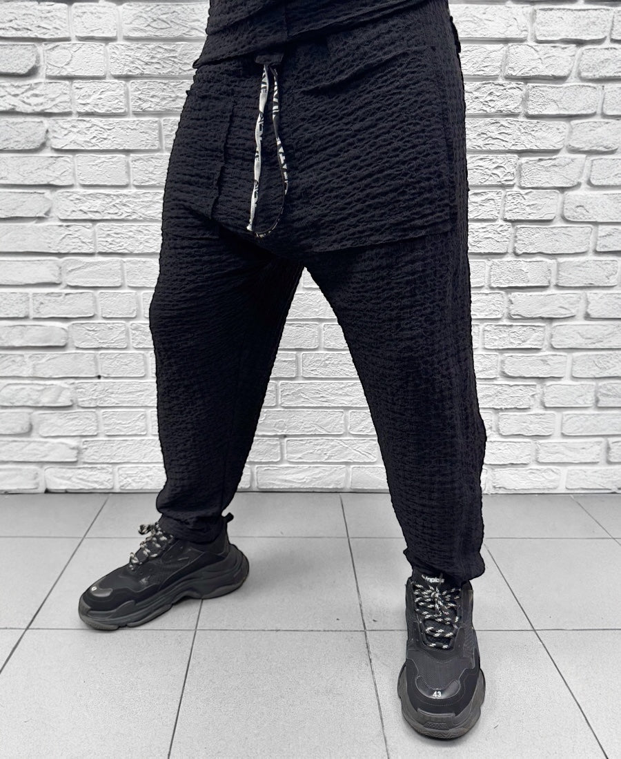 Black Two-Piece Set with Lightweight Trousers