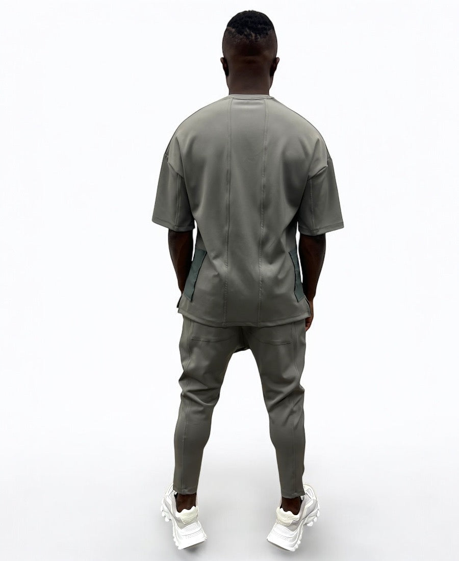Two-Tone Khaki Two-Piece Set
