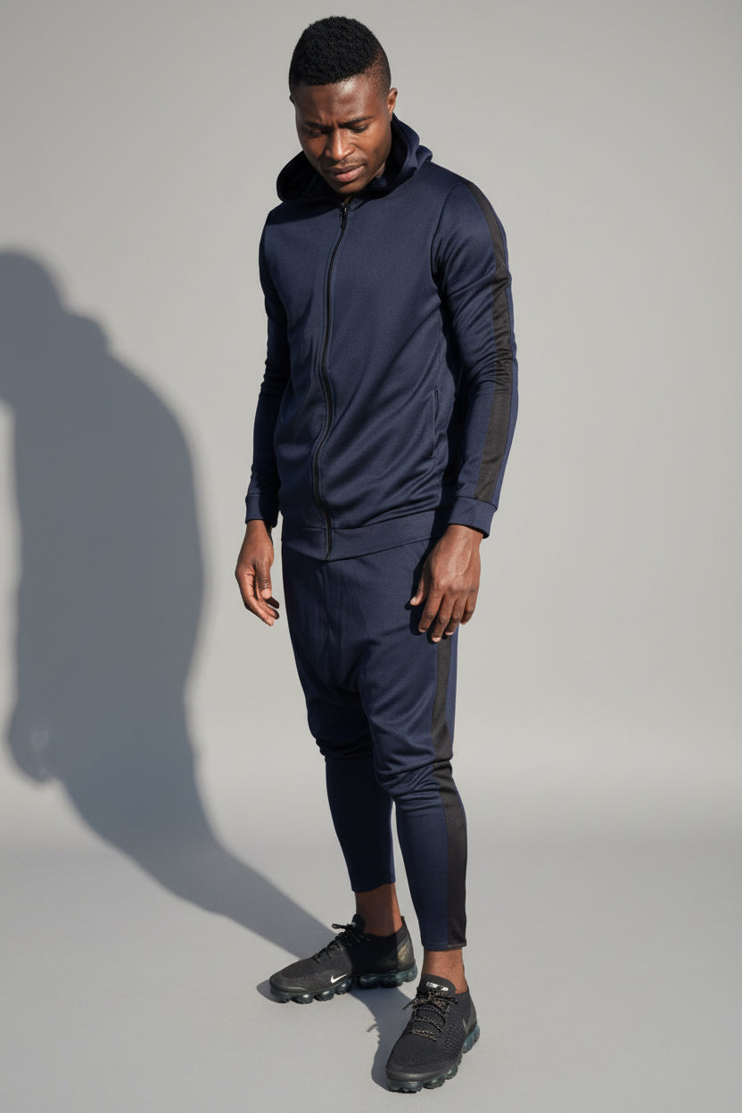 Dark blue tracksuit with black lines - Fatai Style