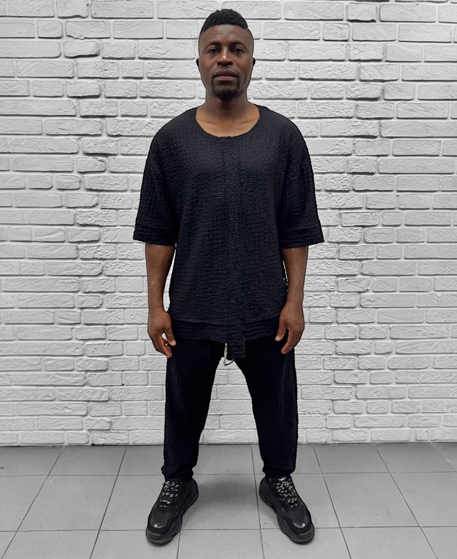 Black Two-Piece Set with Lightweight Trousers