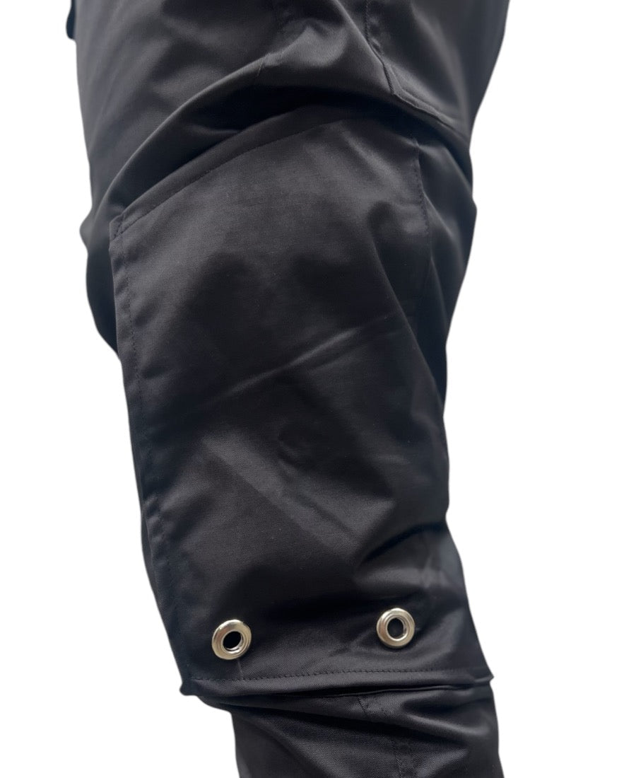 Black Glossy Trousers with Side Pockets and Studs