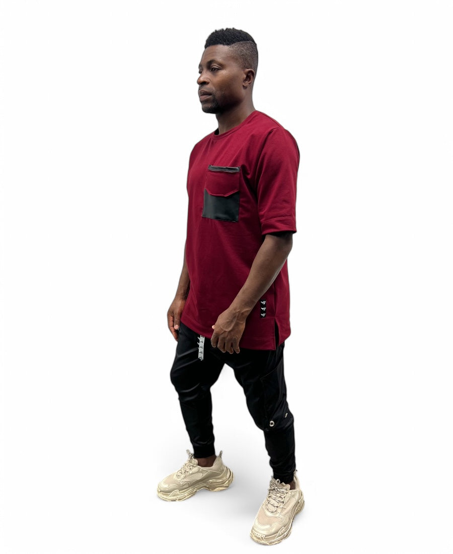 Burgundy T-Shirt with Pocket