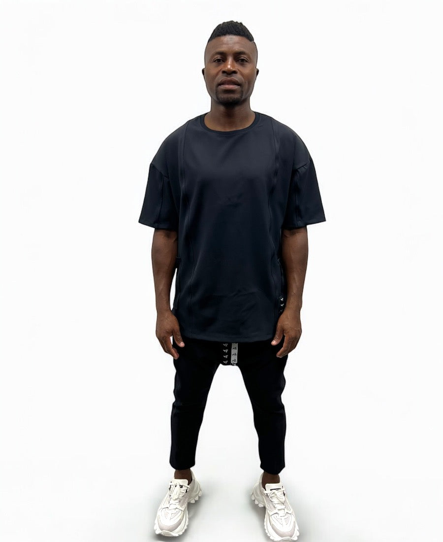Black Two-Piece Set with Side Graphic