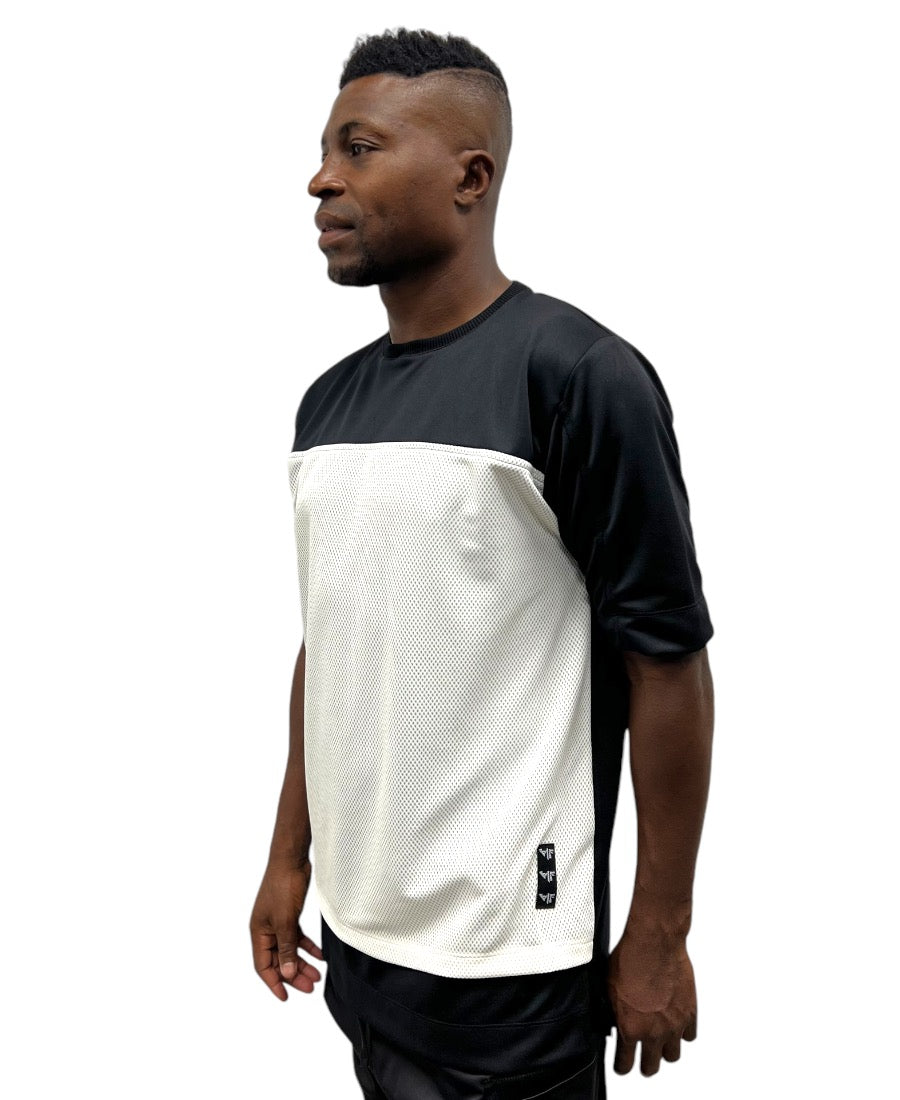 Black T-Shirt with White Mesh Design