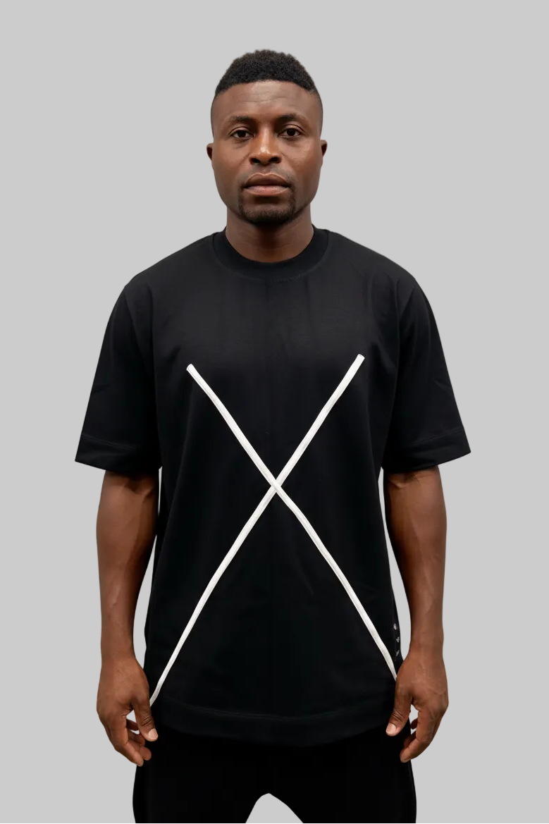 Black T-Shirt with White Graphic Design