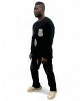 Black Two-Piece Set with Heavy Shell Panels and Stitching