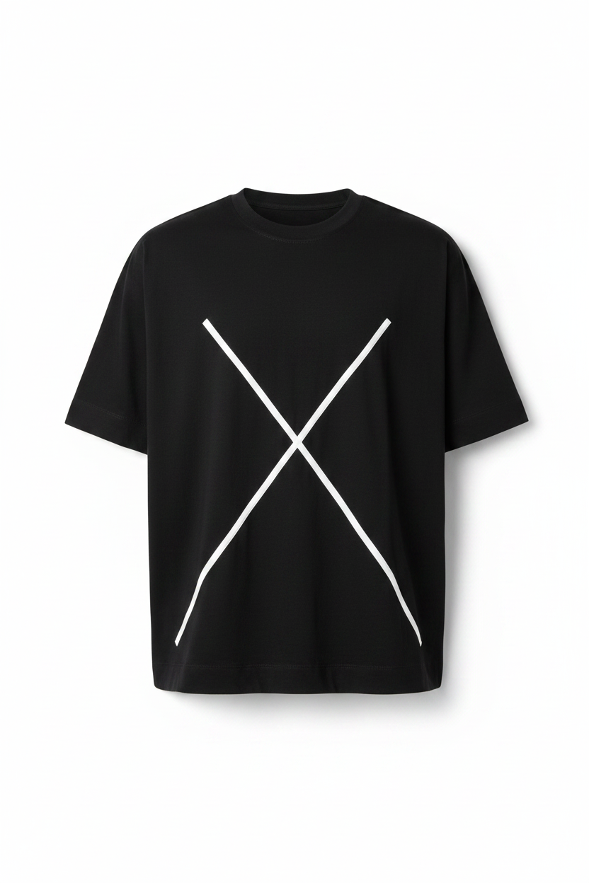 Black T-Shirt with White Graphic Design