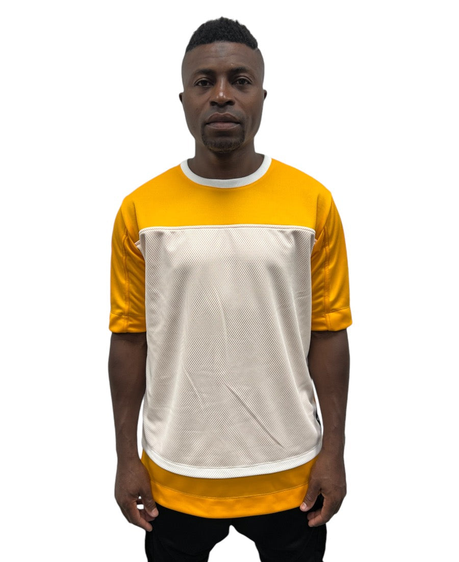 Yellow T-Shirt with White Mesh Design
