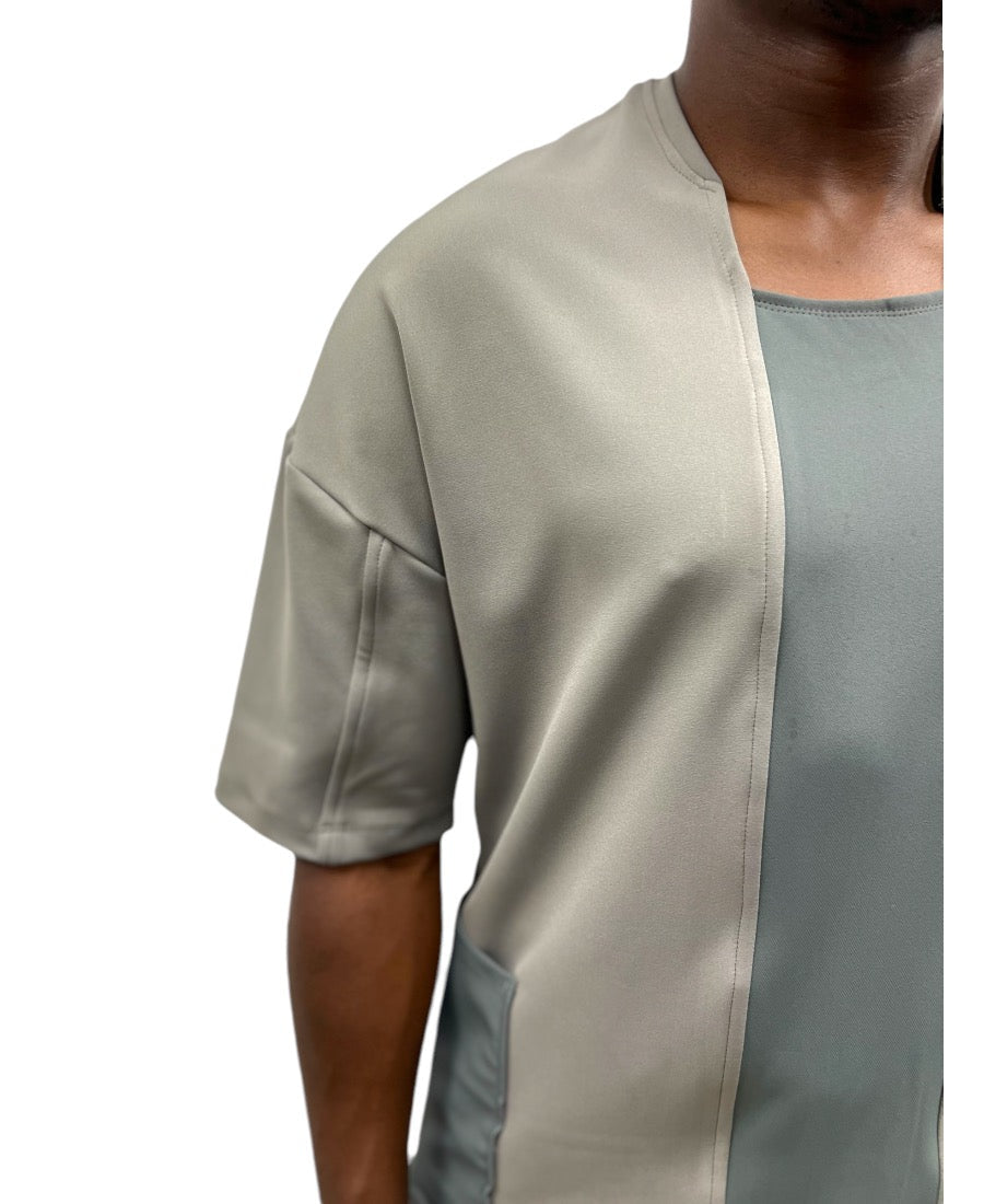 Two-Tone Khaki Two-Piece Set
