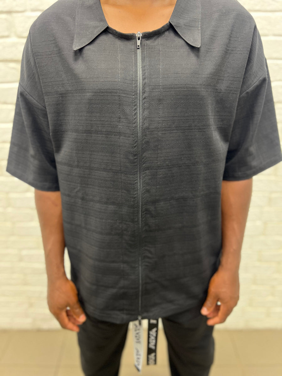 Black T-Shirt with Zip Detail