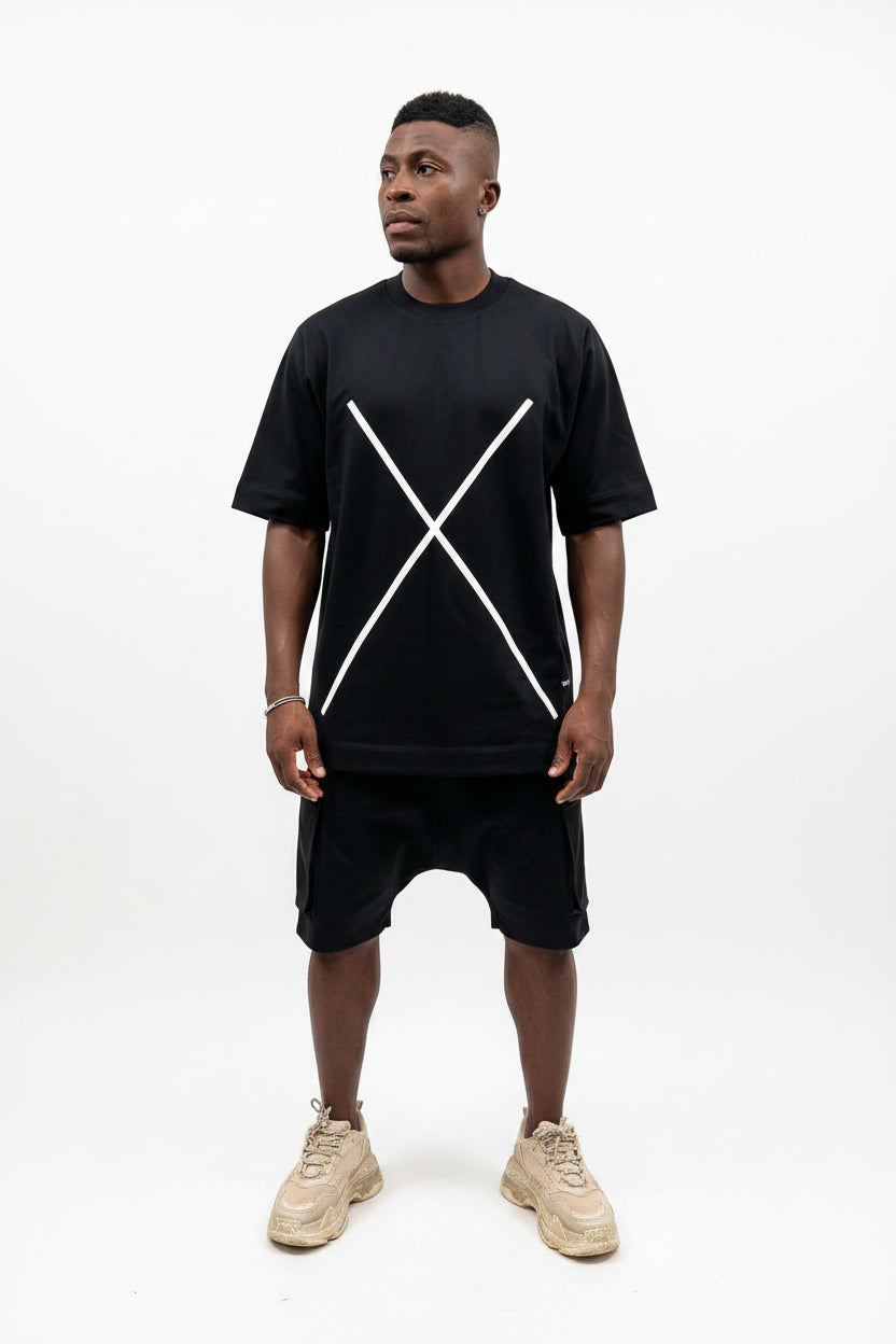 Black T-Shirt with White Graphic Design