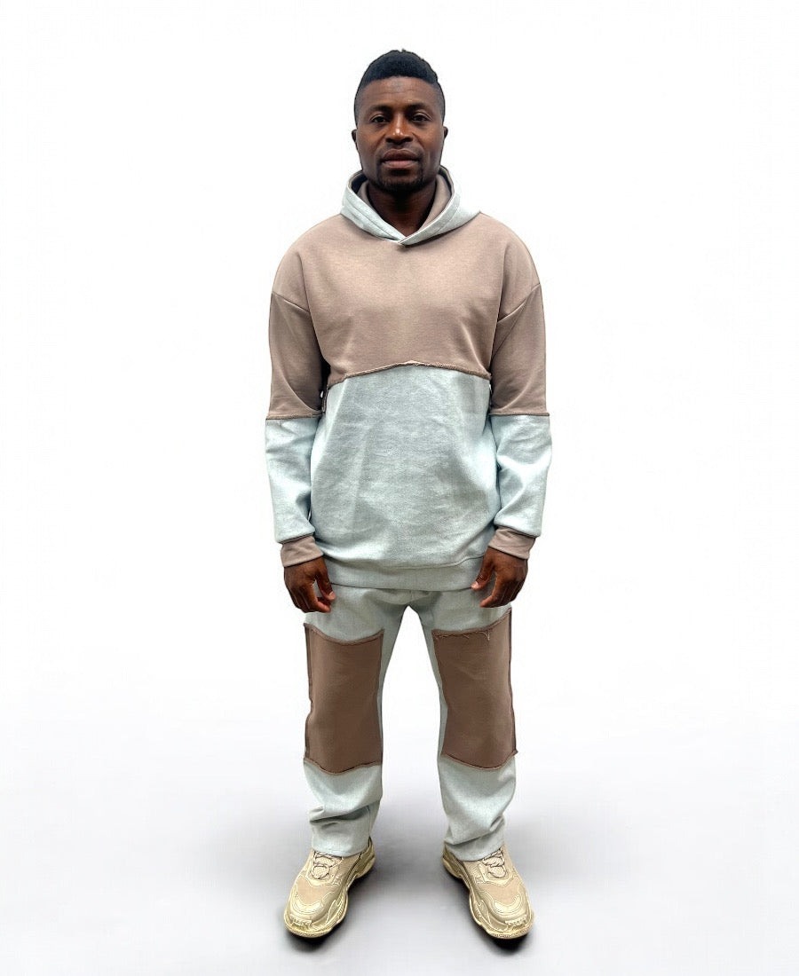 Light Wash Two-Piece Set with Cappuccino Detail