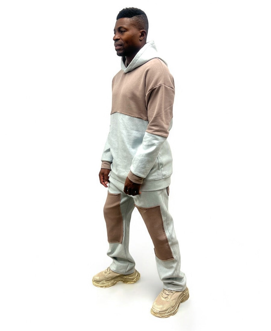 Light Wash Two-Piece Set with Cappuccino Detail