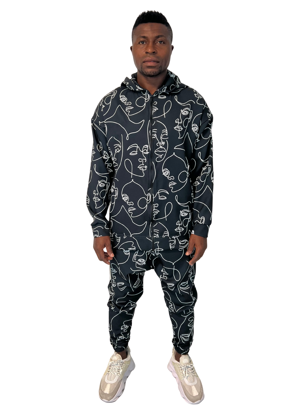 Black Two-Piece Set with Geometric Design