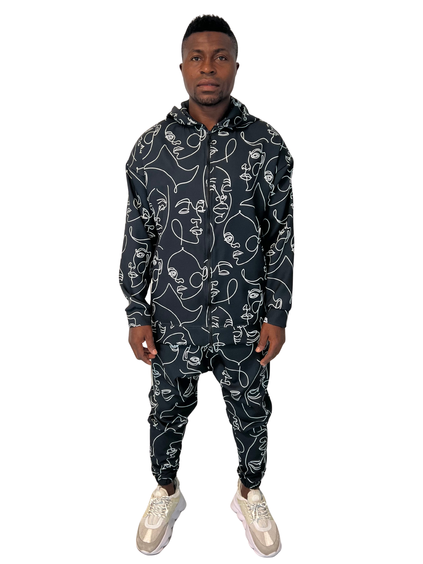 Black Two-Piece Set with Geometric Design