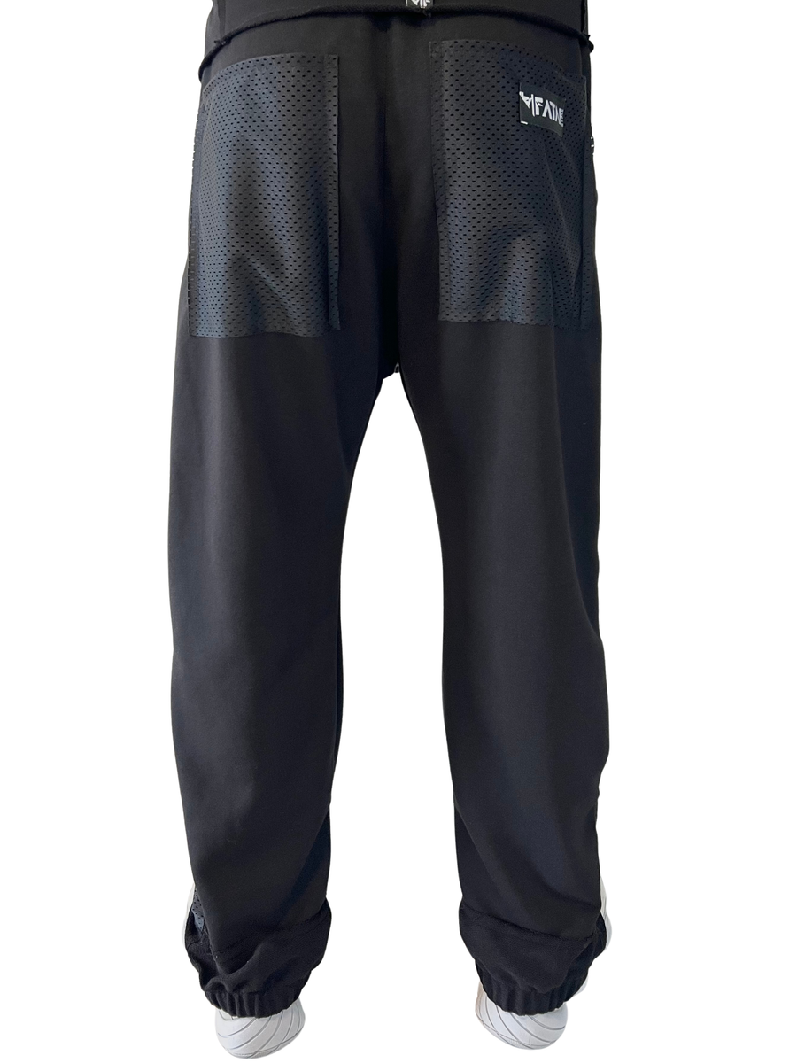 Black Trousers with Mesh Panel Design