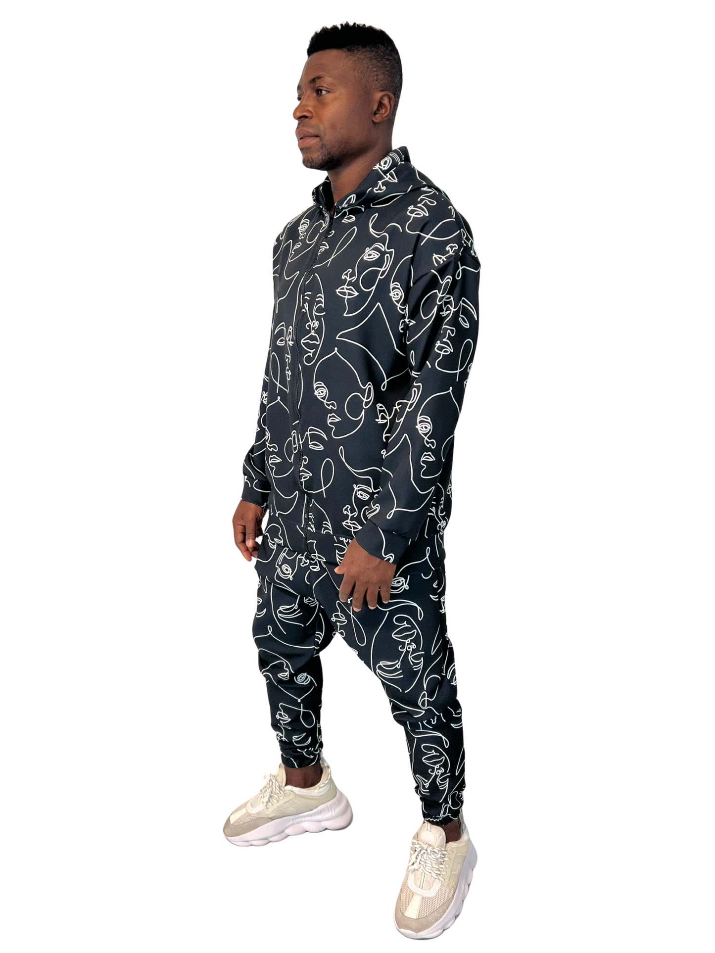 Black Two-Piece Set with Geometric Design