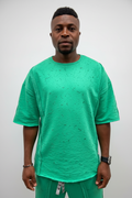 Green T-Shirt with Perforated Surface Detail