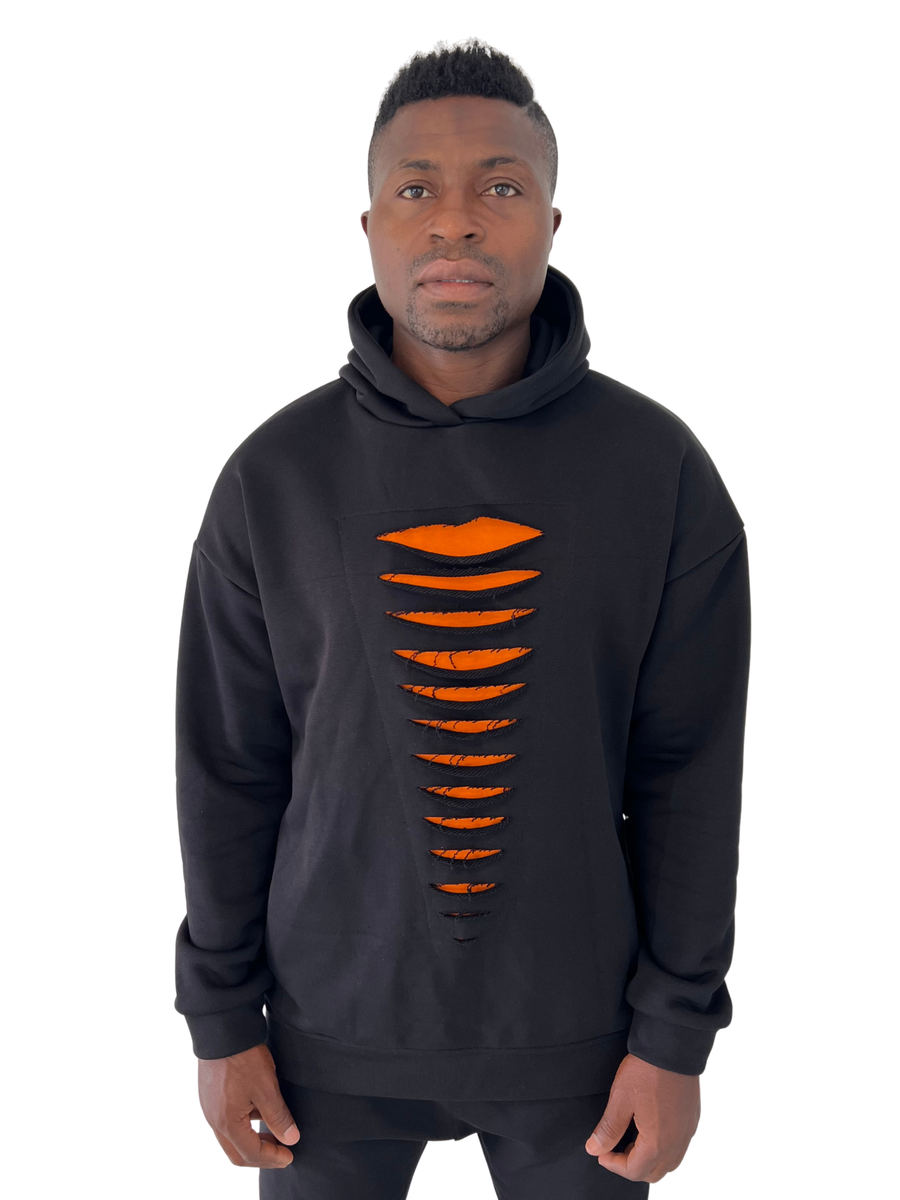 Black Sweatshirt with Orange Details