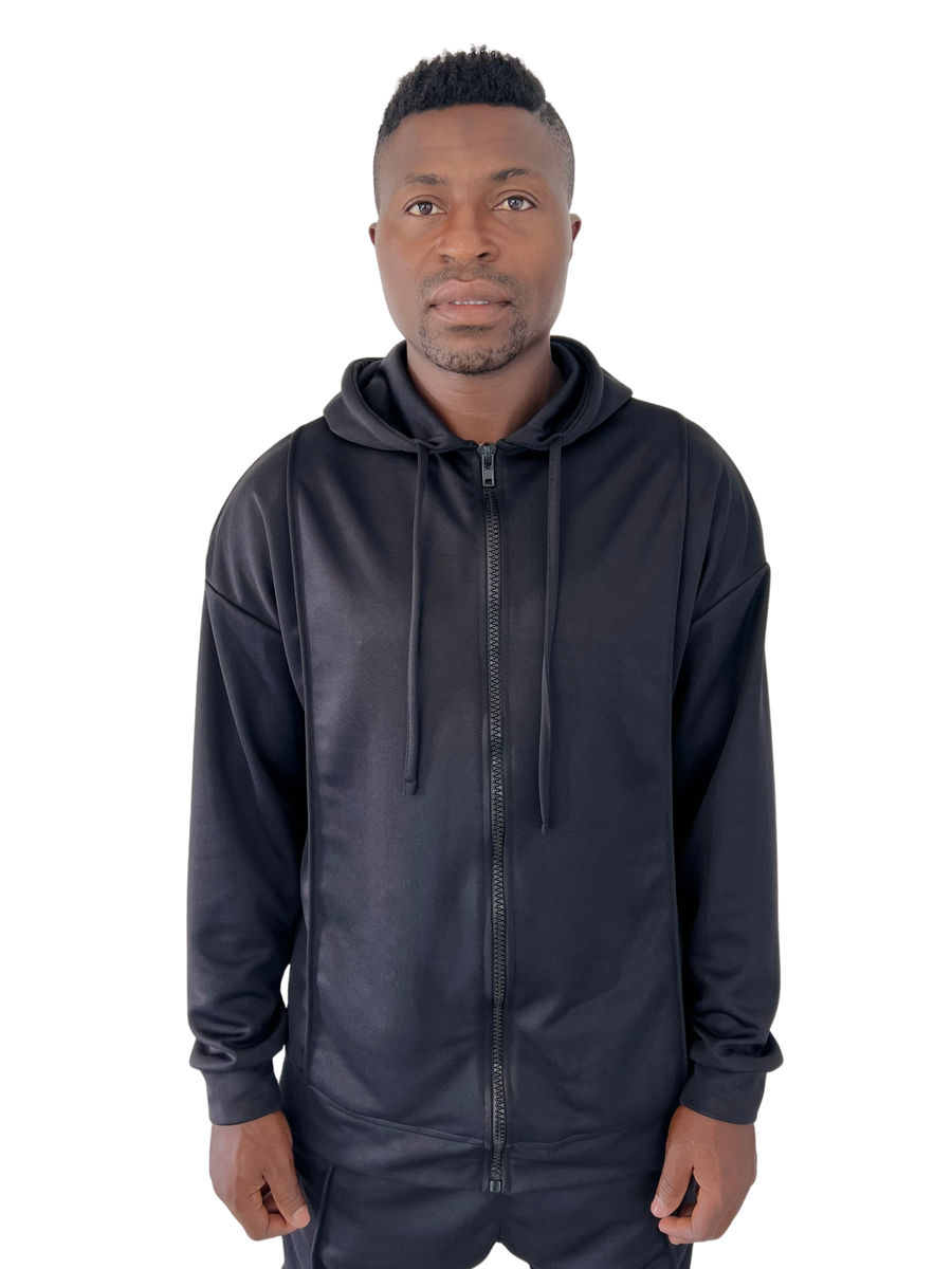 Black-on-Black Sweatshirt with Tonal Details