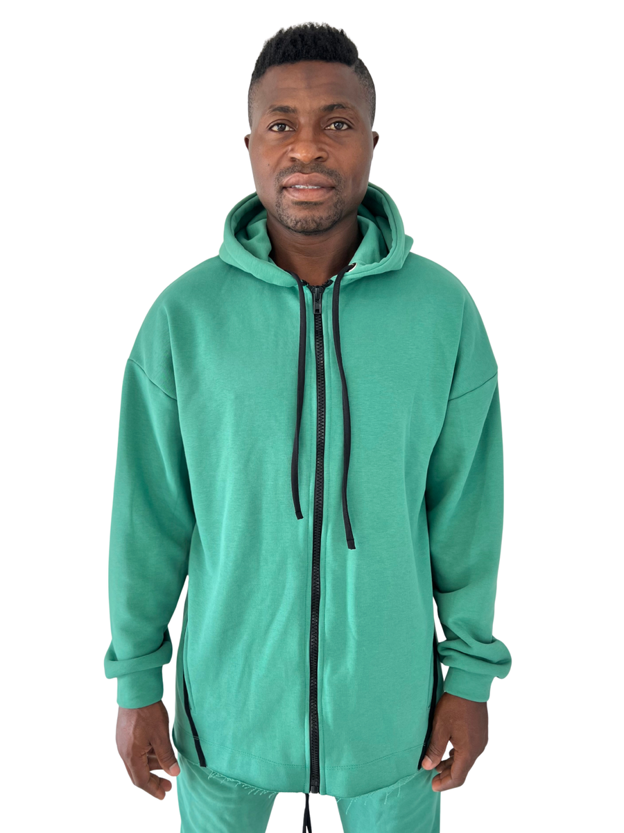 Green Sweatshirt with Black Details