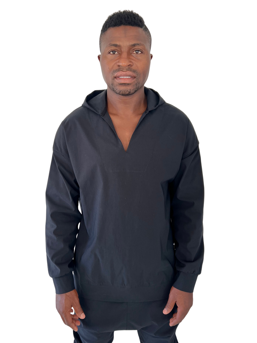 Black Hoodie with Scoop Neckline