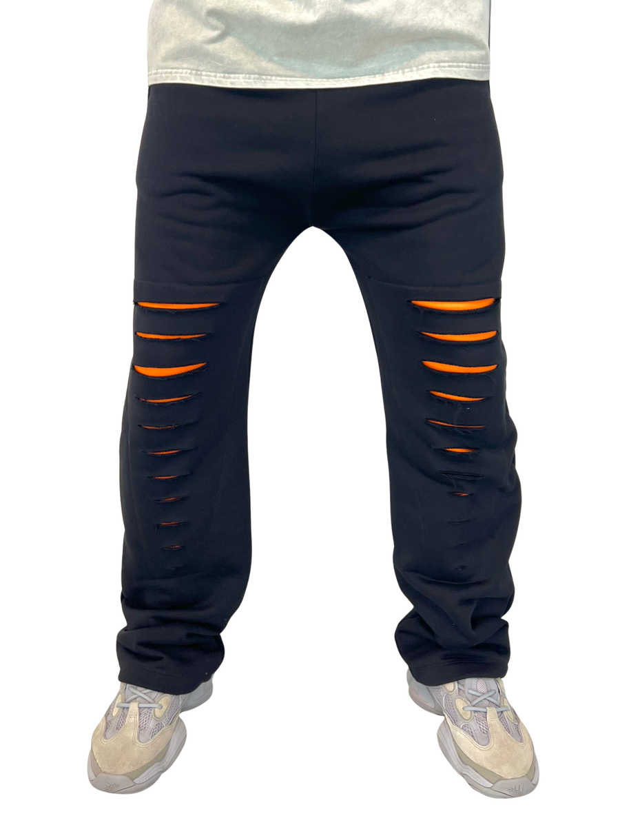 Black Trousers with Orange Detail