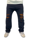 Black Trousers with Orange Detail