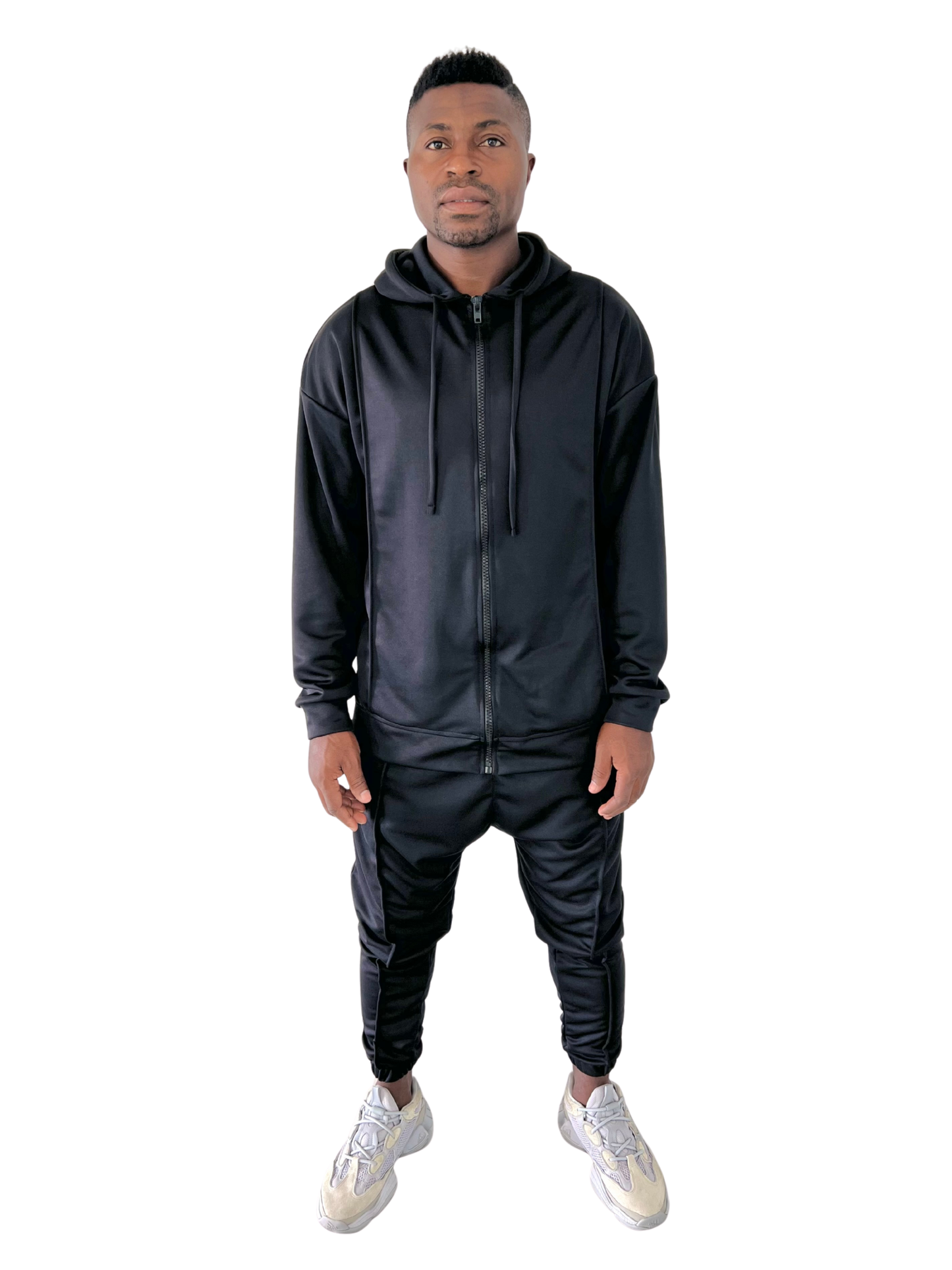 Black Heavyweight Two-Piece Set with Hood
