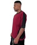 Burgundy T-Shirt with Black Mesh Detail
