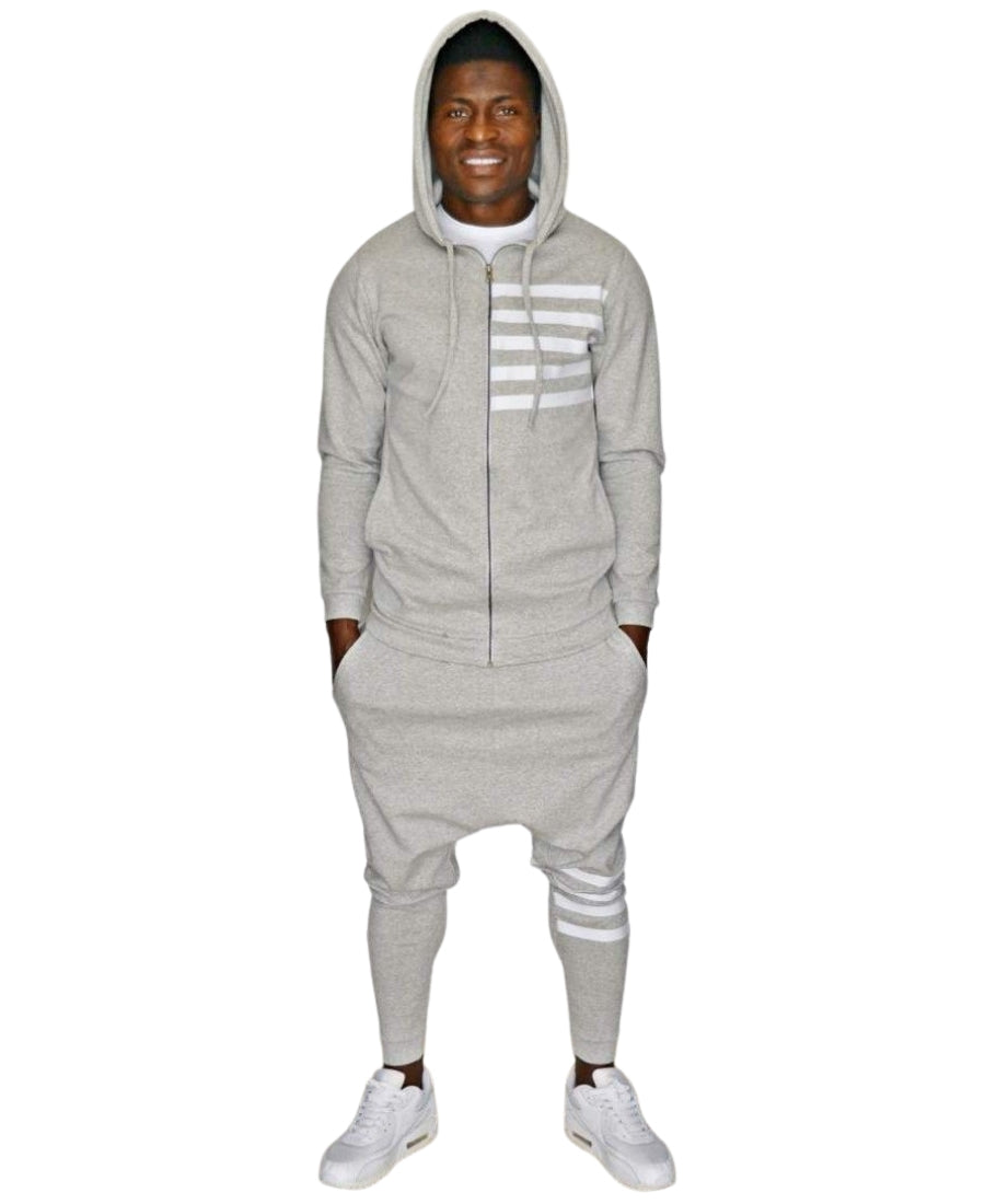 Grey Tracksuit with Printed White Lines