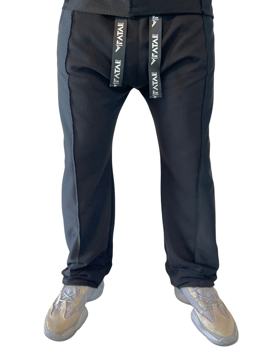 Black Trousers with Mesh Panel Design