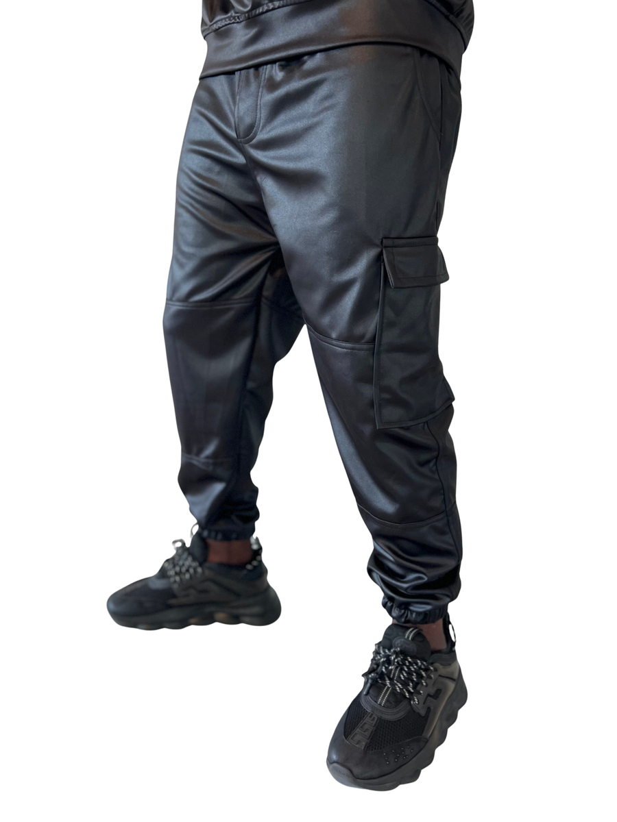 Black Stretch Track Trousers With Ankle Elastic