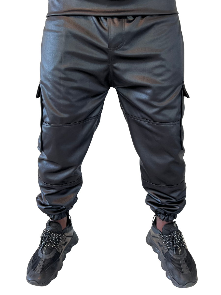 Black Stretch Track Trousers With Ankle Elastic
