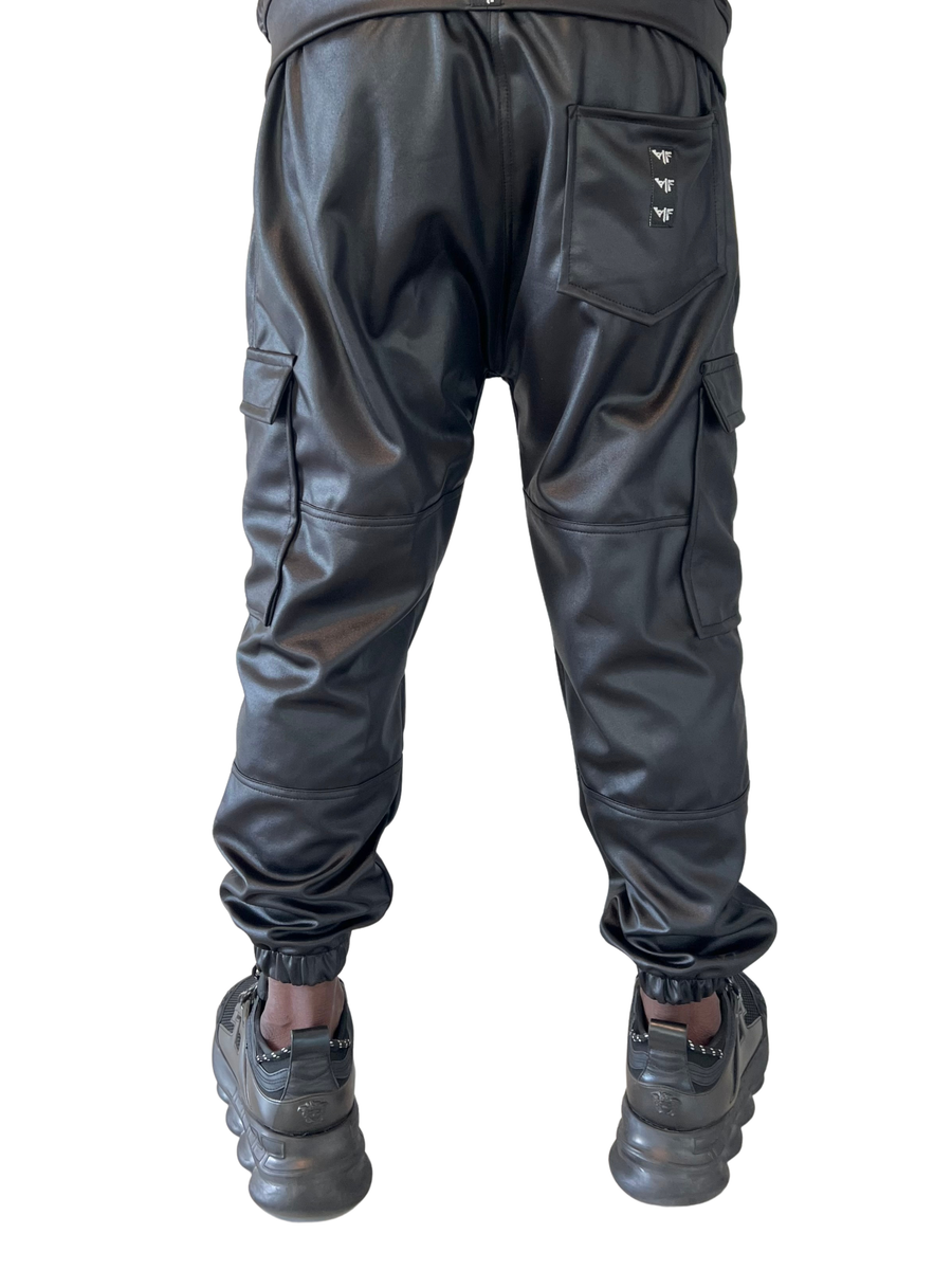 Black Stretch Track Trousers With Ankle Elastic
