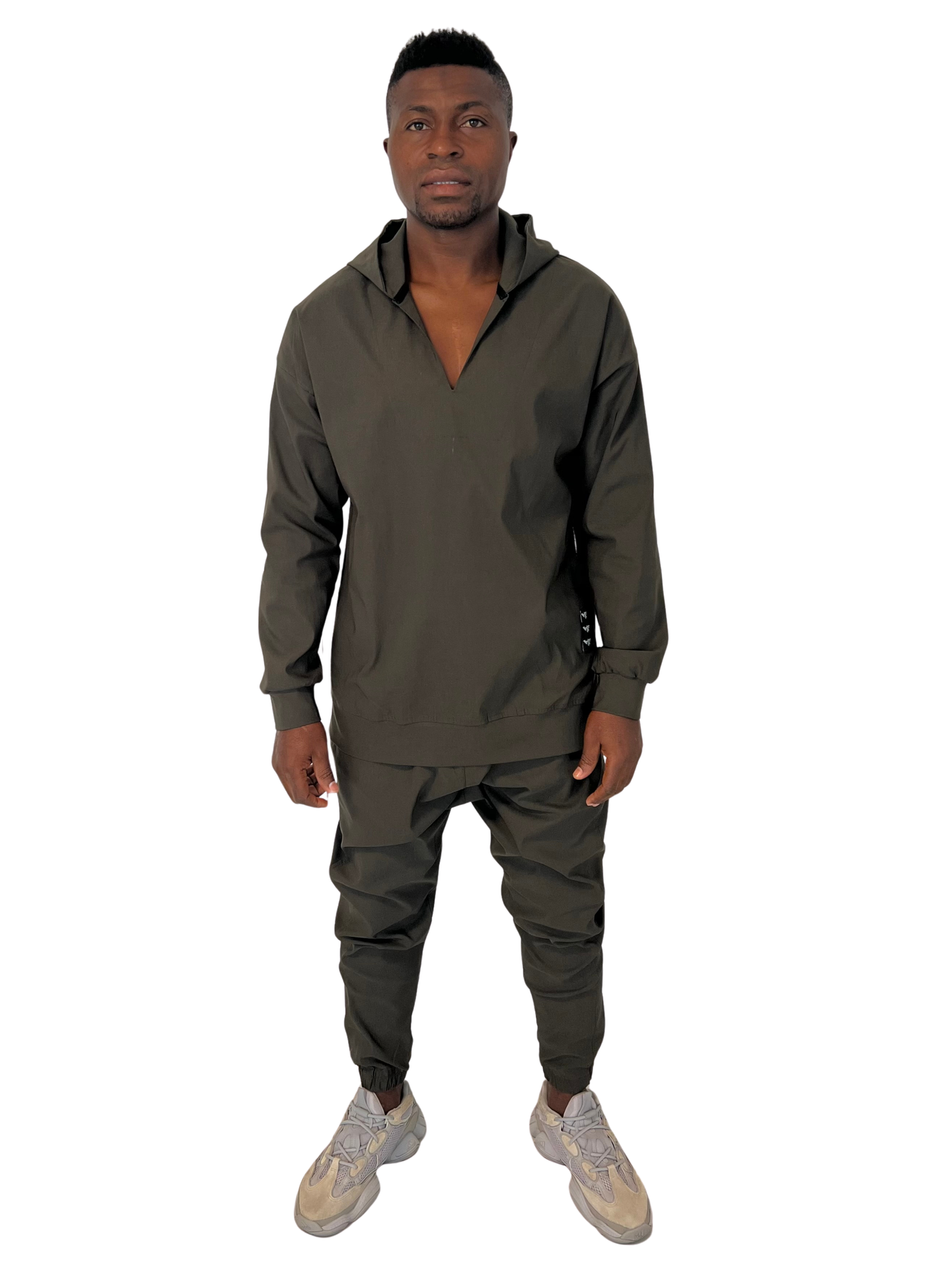 Khaki Two-Piece Set with Hood