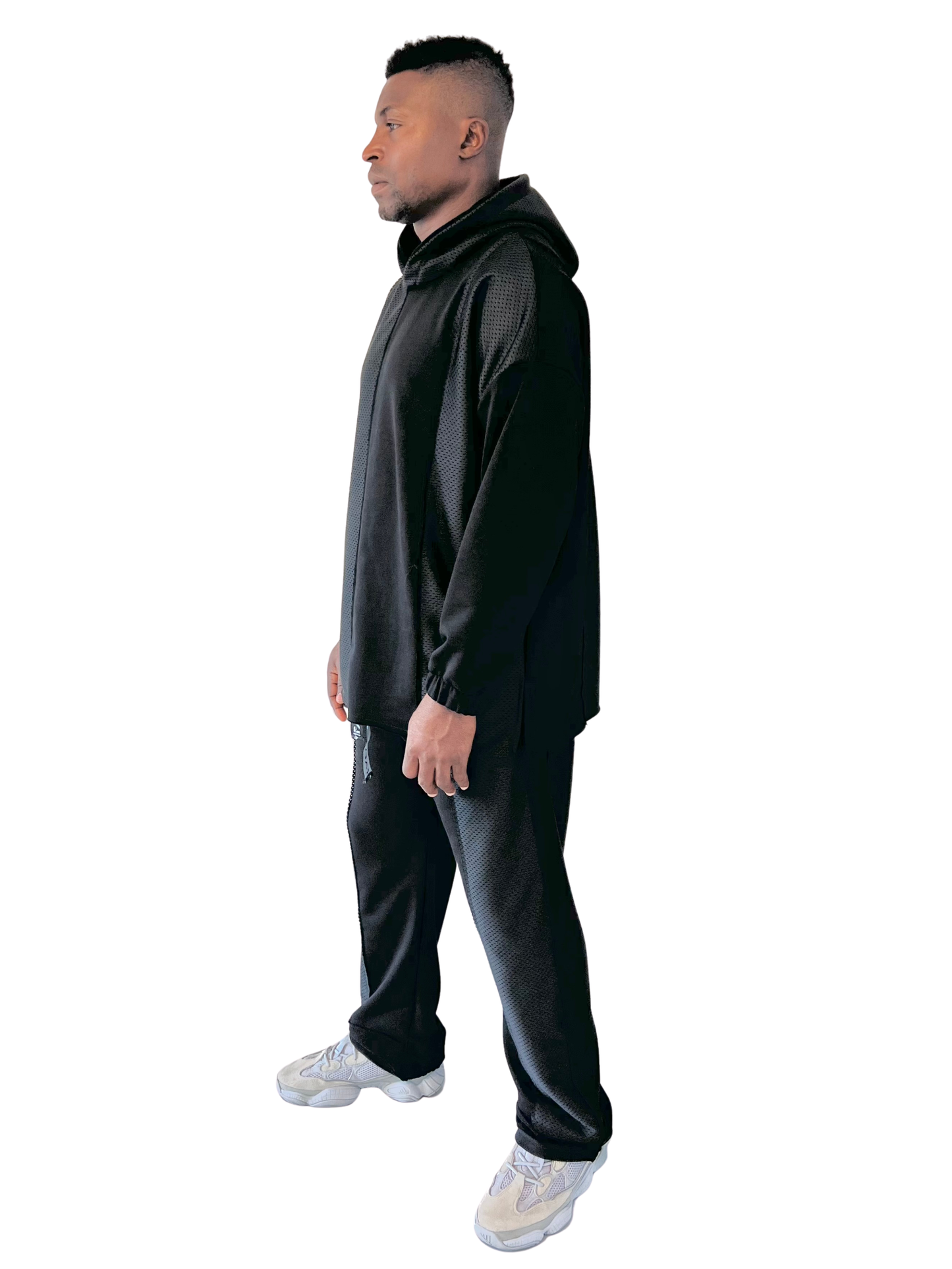 Black Tracksuit with Mesh Detail