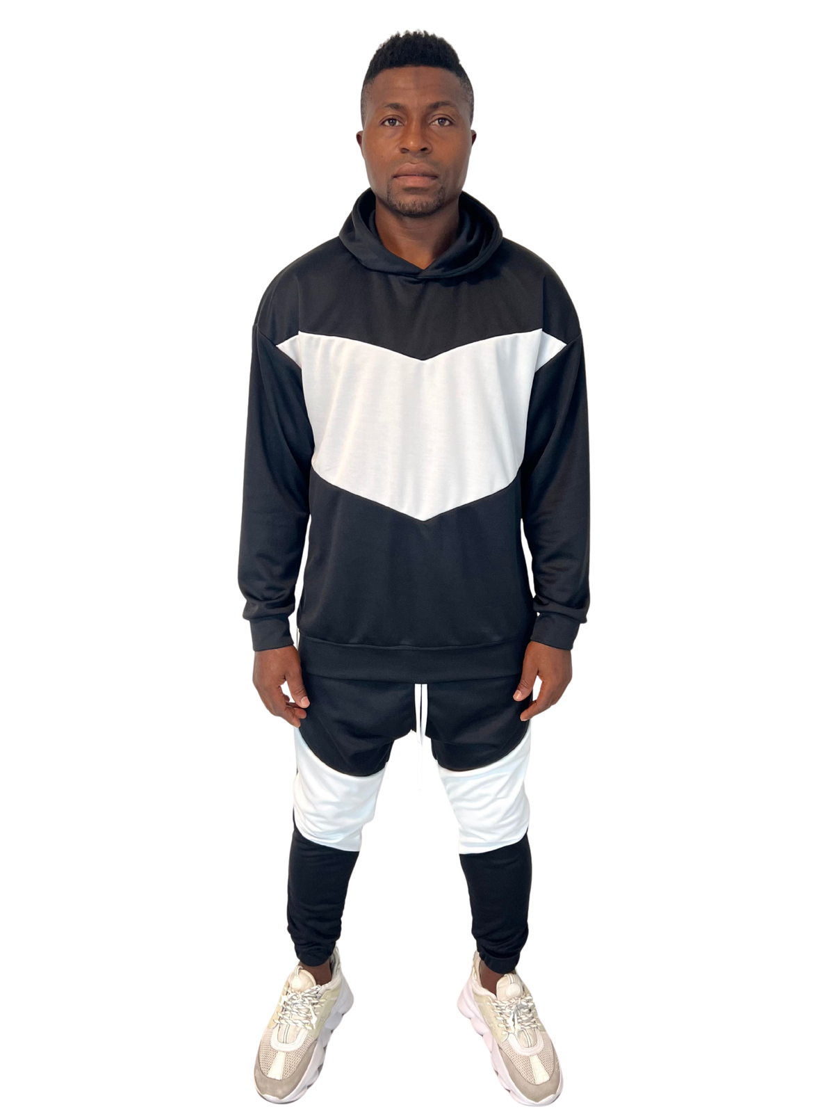 Black & White Color-Blocked Two-Piece Set