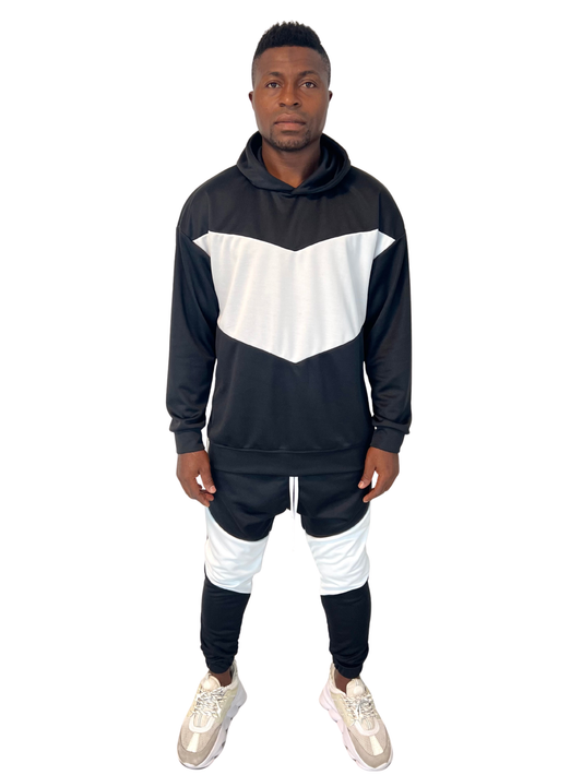 Black & White Color-Blocked Two-Piece Set
