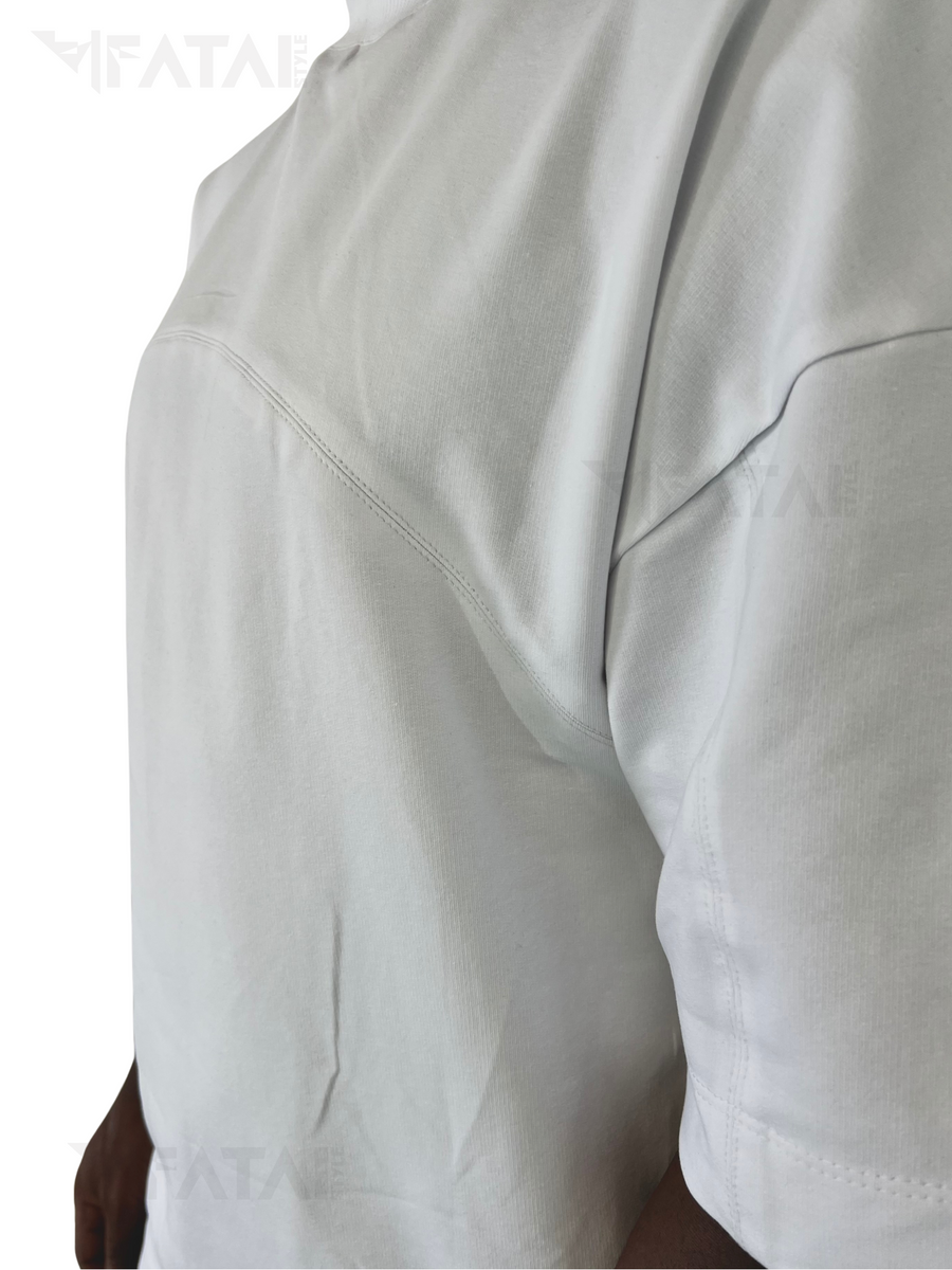 White T-Shirt with Stitched Design Detail